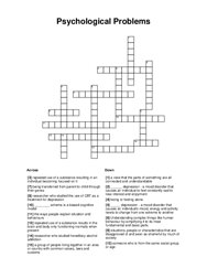 Psychological Problems Crossword Puzzle