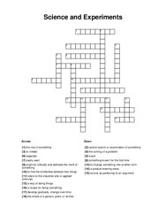 Science and Experiments Crossword Puzzle