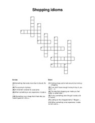 Shopping idioms Crossword Puzzle