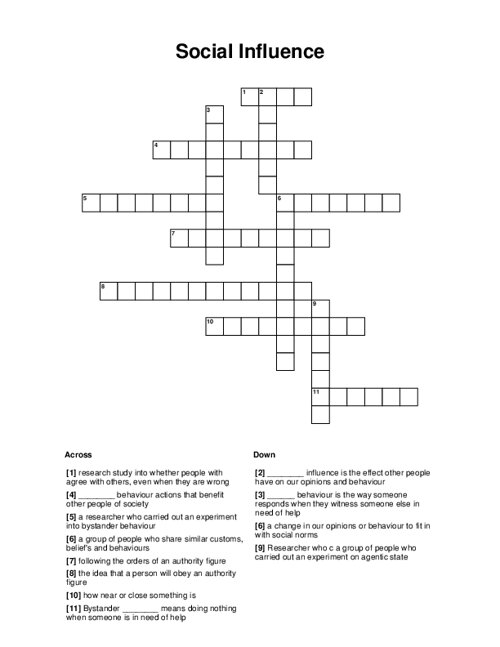 Social Influence Crossword Puzzle