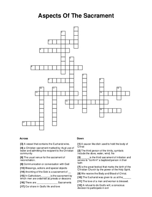 Aspects Of The Sacrament Crossword Puzzle