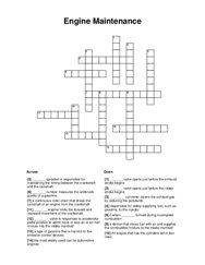 Engine Maintenance Crossword Puzzle