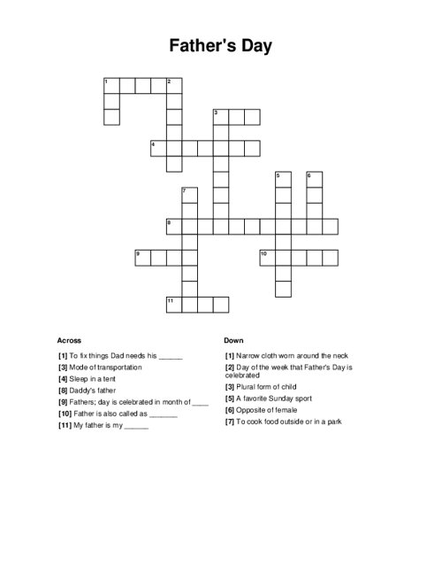 Father's Day Crossword Puzzle