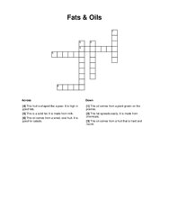 Fats & Oils Crossword Puzzle