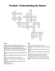 Football - Understanding the Basics Crossword Puzzle