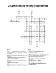 Government and The Macroeconomics Crossword Puzzle