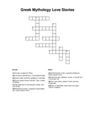 Greek Mythology Love Stories Crossword Puzzle