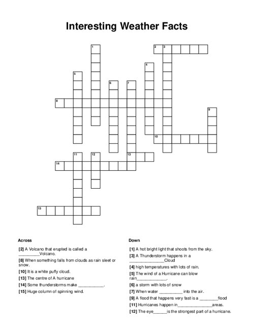Interesting Weather Facts Crossword Puzzle