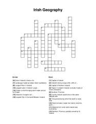 Irish Geography Crossword Puzzle