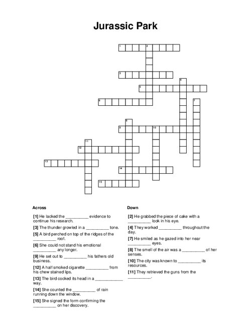 Jurassic Park Crossword Puzzle