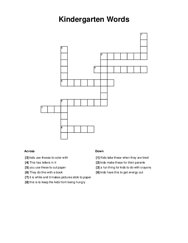 Kindergarten Words Crossword Puzzle