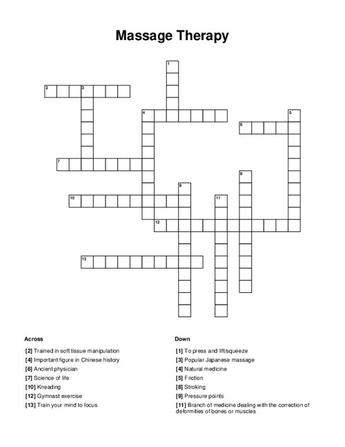 Massage Therapy Crossword Puzzle
