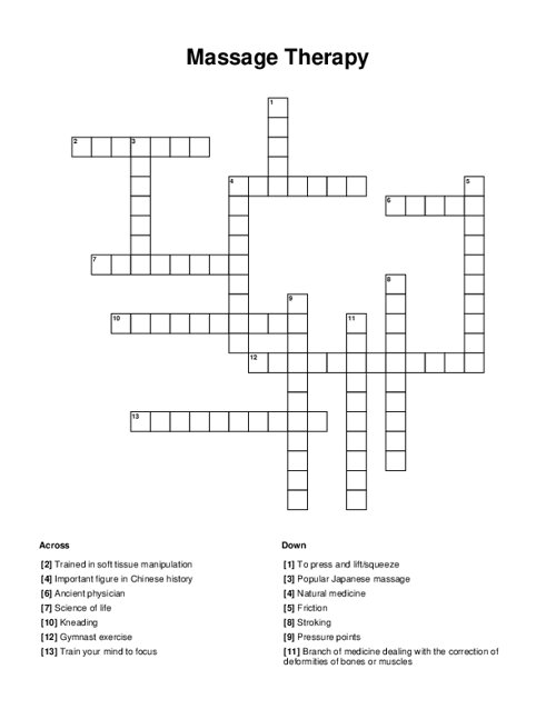 Massage Therapy Crossword