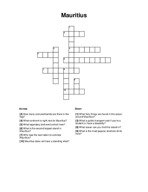 Mauritius Crossword Puzzle