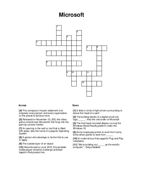 Microsoft Crossword Puzzle
