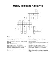 Money Verbs and Adjectives Crossword Puzzle