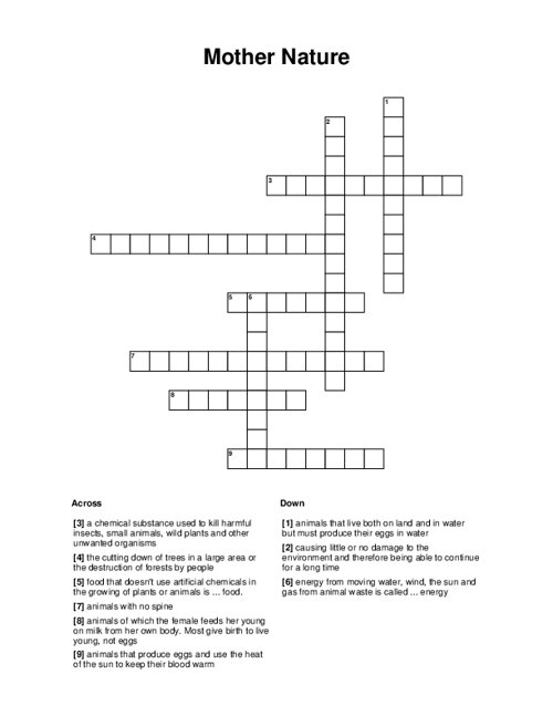 Mother Nature Crossword Puzzle