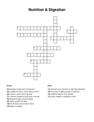 Nutrition & Digestion Crossword Puzzle