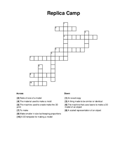 Replica Camp Crossword Puzzle