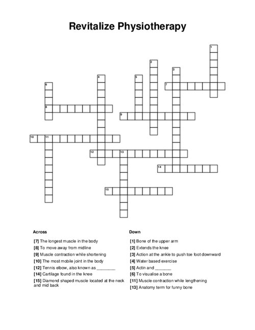Revitalize Physiotherapy Crossword Puzzle