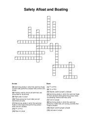 Safety Afloat and Boating Crossword Puzzle