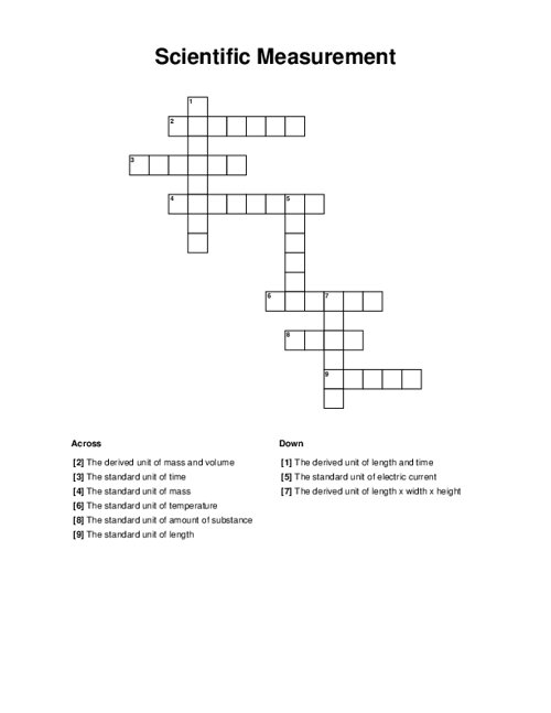 Scientific Measurement Crossword