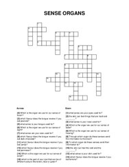 SENSE ORGANS Crossword Puzzle