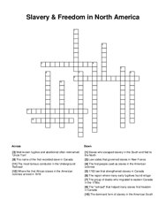 Slavery & Freedom in North America Crossword Puzzle