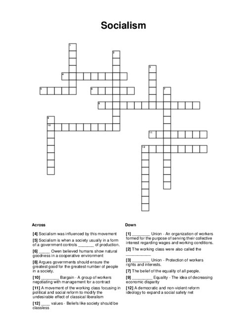 Socialism Crossword Puzzle