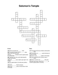 Solomons Temple Crossword Puzzle
