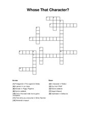 Whose That Character? Crossword Puzzle