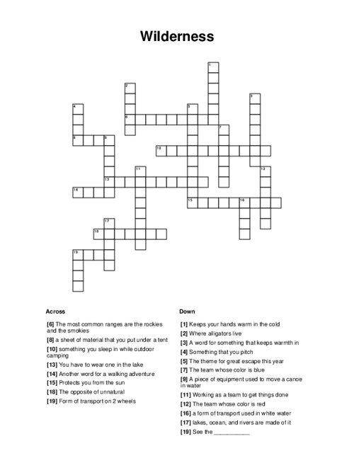 Wilderness Crossword Puzzle