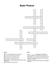 Basic Finance Crossword Puzzle