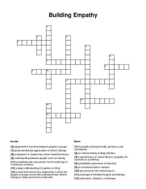Building Empathy Crossword Puzzle