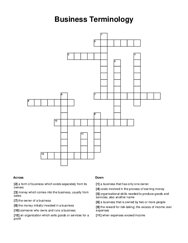 Business Terminology Crossword Puzzle