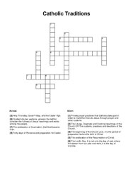 Catholic Traditions Crossword Puzzle
