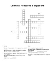 Chemical Reactions & Equations Crossword Puzzle