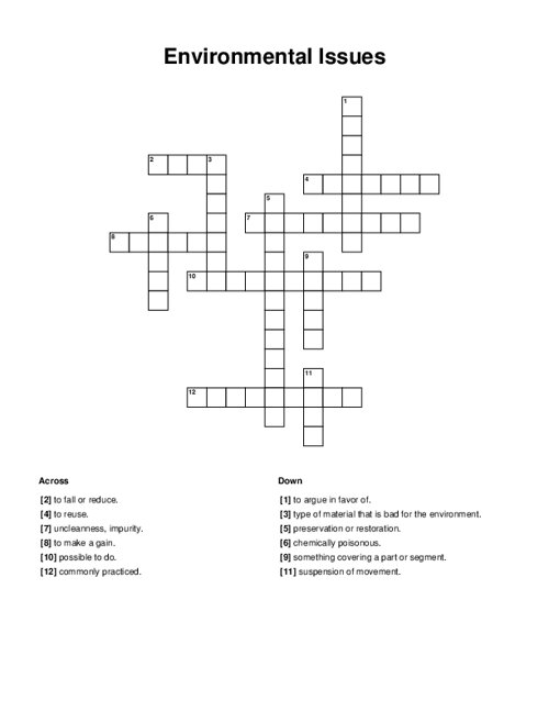 Environmental Issues Crossword Puzzle