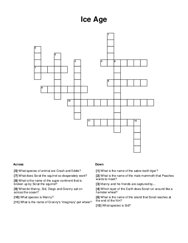 Ice Age Crossword Puzzle