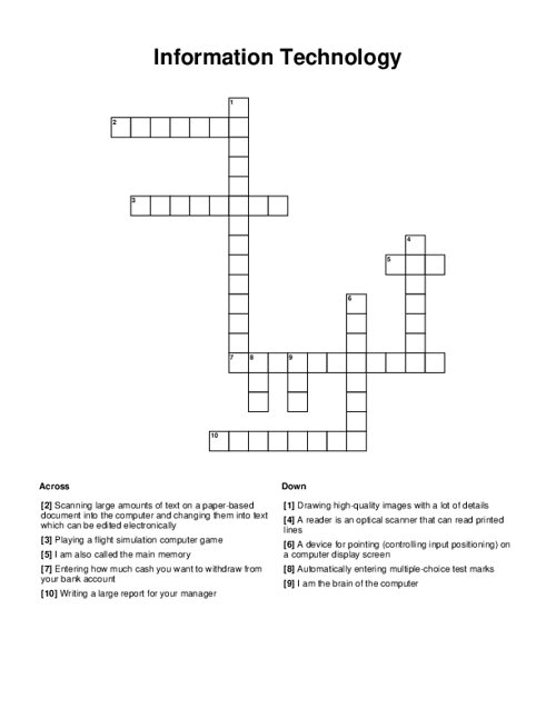 Information Technology Crossword Puzzle
