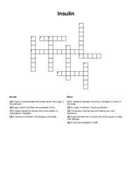 Insulin Crossword Puzzle