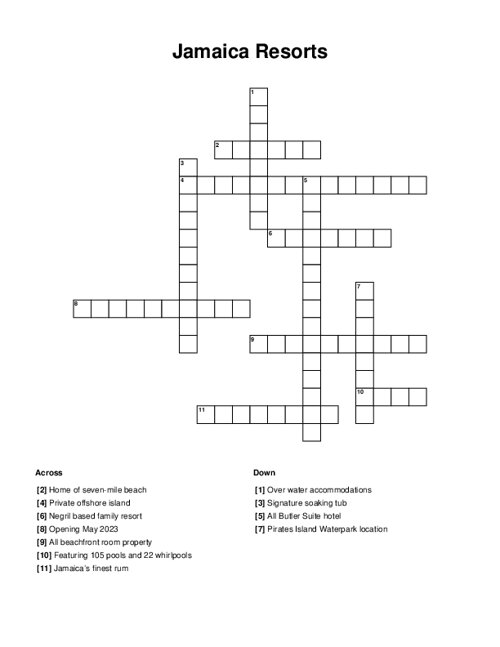 Jamaica Resorts Crossword Puzzle