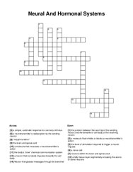 Neural And Hormonal Systems Crossword Puzzle