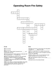 Operating Room Fire Safety Crossword Puzzle