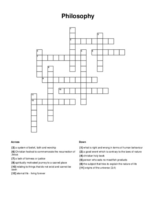 Philosophy Crossword Puzzle