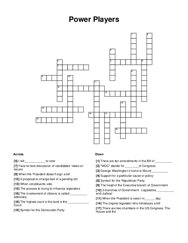 Power Players Crossword Puzzle
