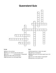 Queensland Quiz Crossword Puzzle
