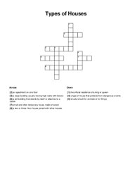 Types of Houses Crossword Puzzle