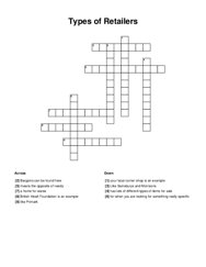 Types of Retailers Word Scramble Puzzle