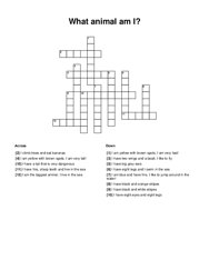 What animal am I? Crossword Puzzle